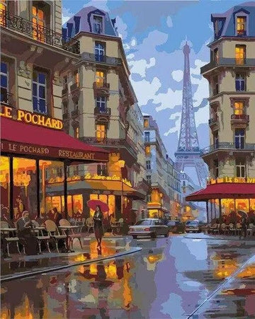 Paint by Numbers Kit - A View From The Street To The Eiffel Tower