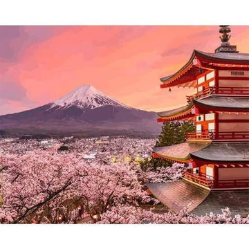 Paint by Numbers Kit - Asian Landscape With Cherry Tree