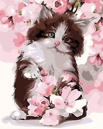 Paint by Numbers Kit - Awesome Cat With Flowers