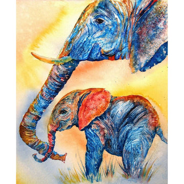 Diamond Paintings - Baby Elephant With Mother