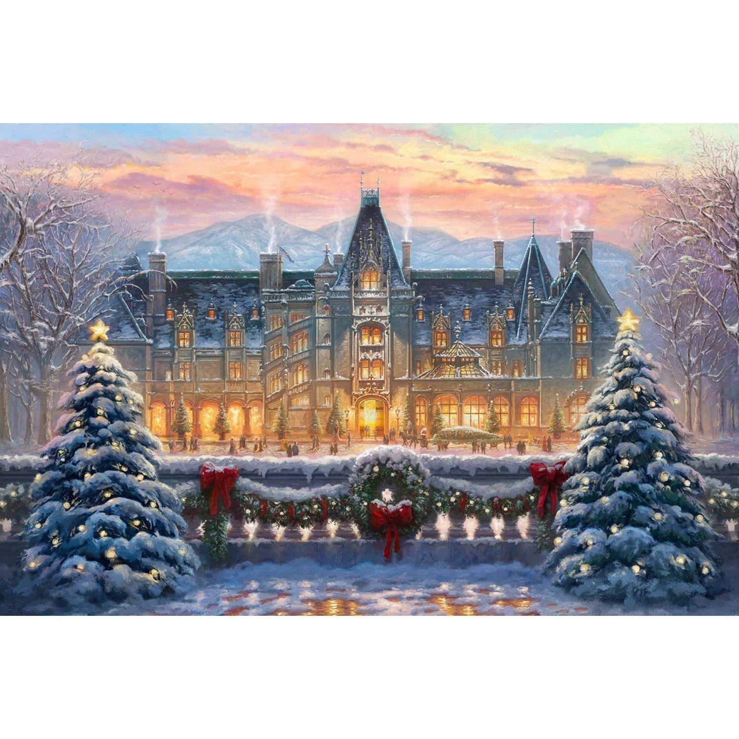 Diamond Paintings - Beautiful Christmas Tree Winter Snow House