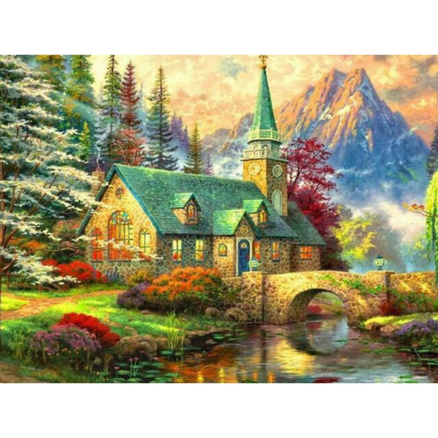 Diamond Paintings - Beautiful House Beside The Lake