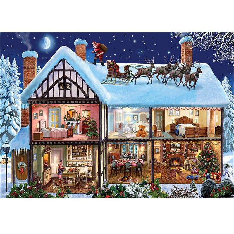 Diamond Paintings - Beautiful House and Santa