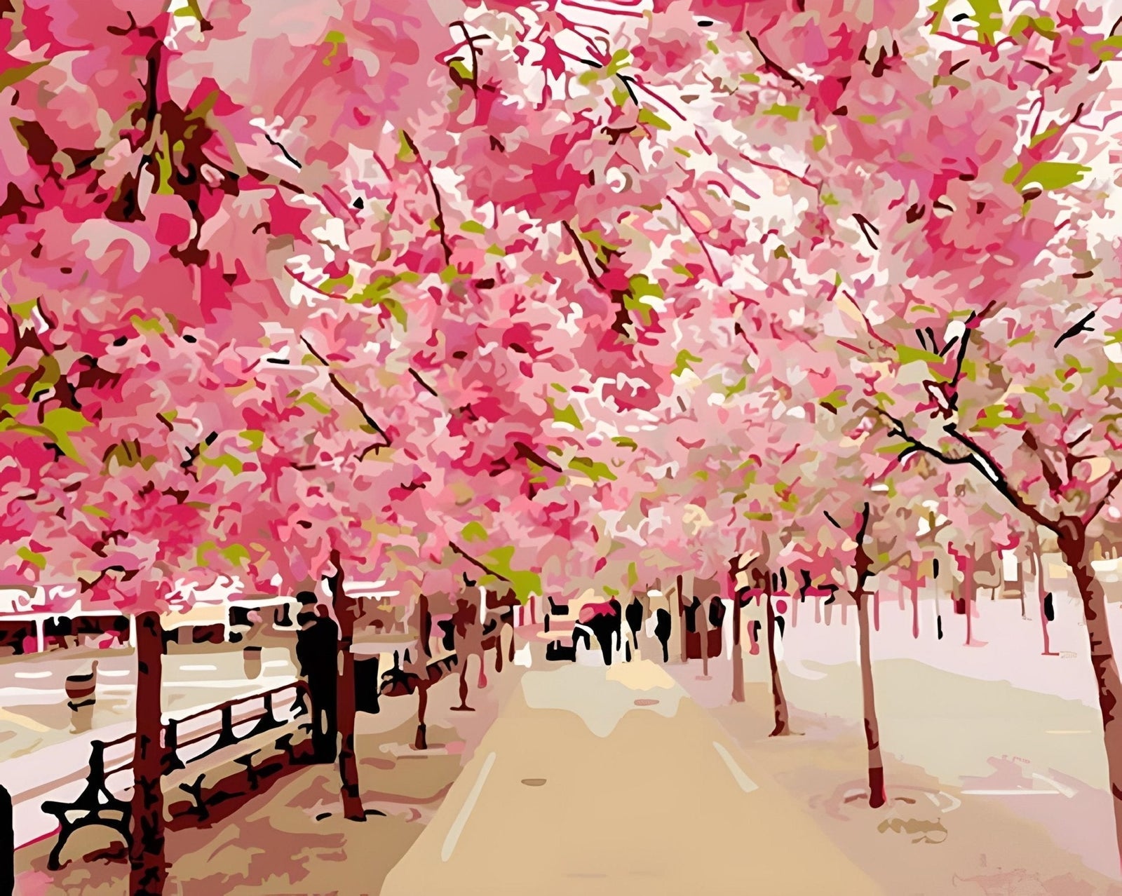 Paint by Numbers Kit - Beautiful Japanese Cherry Blossom Road