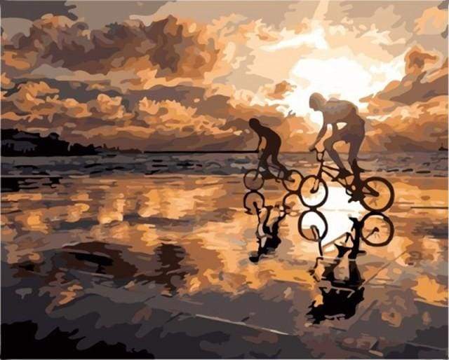 Paint by Numbers Kit - Biking at Sunset