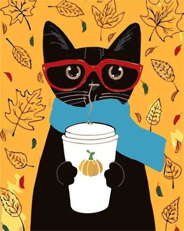 Paint by Numbers Kit - Black Cat Drinking