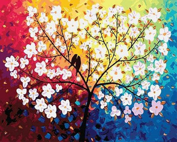 Paint by Numbers Kit - Blooming Tree and Birds in Spring