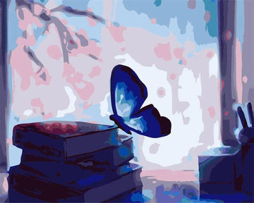 Paint by Numbers Kit - Blue Butterfly and Books