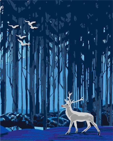 Paint by Numbers Kit - Blue Forest and Deer