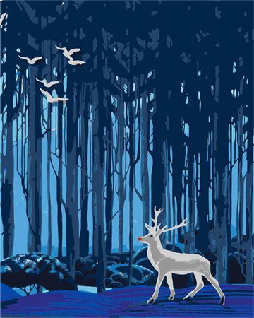 Paint by Numbers Kit - Blue Forest and Deer