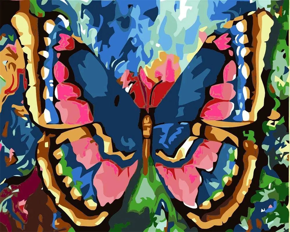 Paint by Numbers Kit - Blue Pink Butterfly