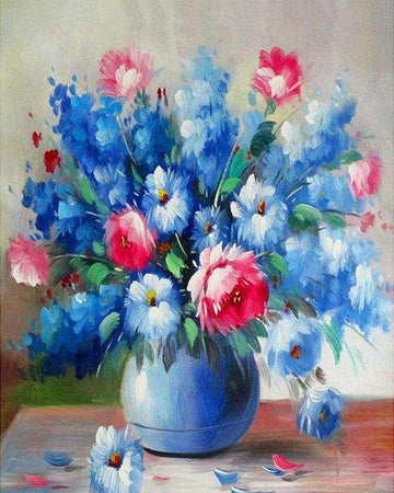 Paint by Numbers Kit - Blue and red flowers