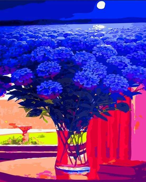 Paint by Numbers Kit - Blue hydrangeas