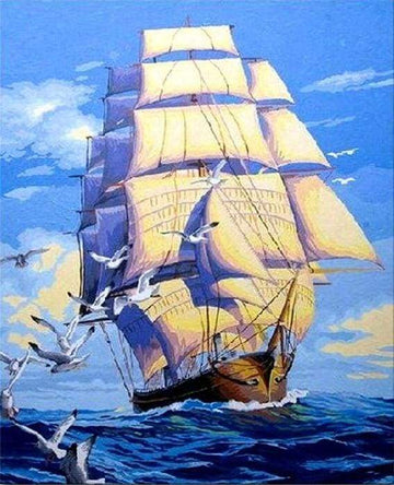 Paint by Numbers Kit - Boat and Seagulls