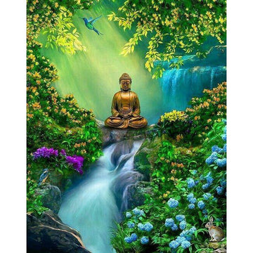Diamond Paintings - Buddha Waterfall Mountain