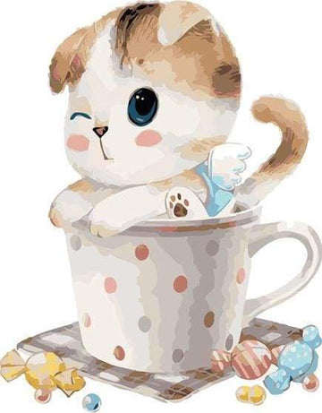 Paint by Numbers Kit - Cat Teacup