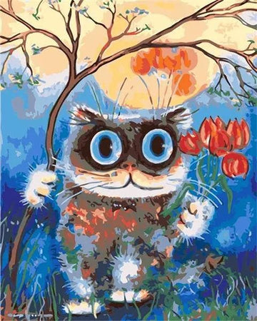Paint by Numbers Kit - Cat With Flower