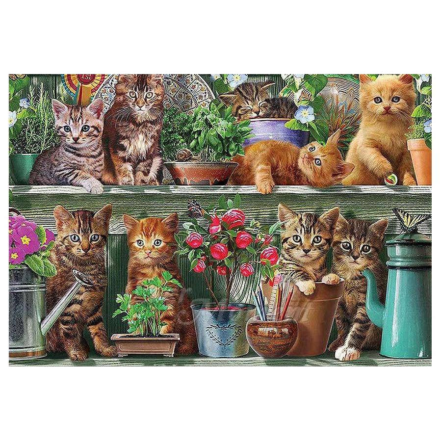 Diamond Paintings - Cats With Potted Plants