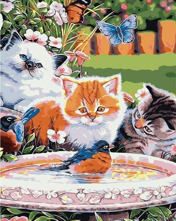 Paint by Numbers Kit - Cats looking at a Bird