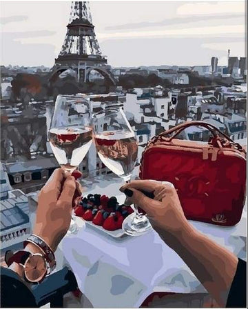 Paint by Numbers Kit - Cheers with Eiffel Tower View