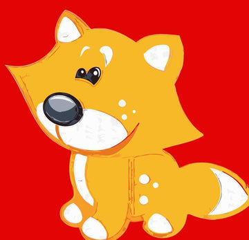 Paint by Numbers Kit - Children Painting kit Little fox and red background
