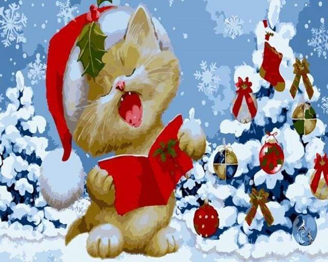 Paint by Numbers Kit - Christmas Cat