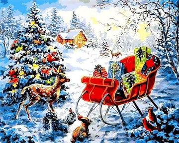 Paint by Numbers Kit - Christmas Gifts on a Snowy day