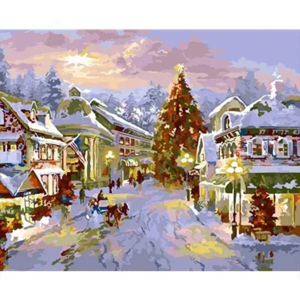 Paint by Numbers Kit - Christmas Snow Street