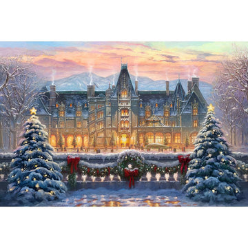 Diamond Paintings - Christmas Tree Winter Snowy Mansion