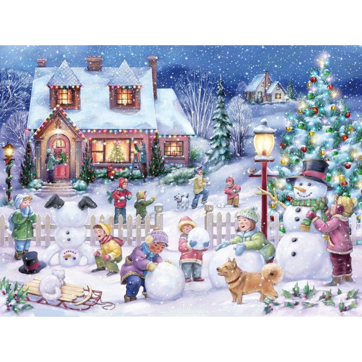 Diamond Paintings - Christmas Village House Tree