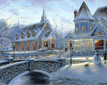 Paint by Numbers Kit - Church in the Snow