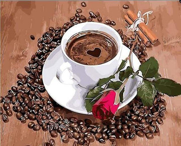 Paint by Numbers Kit - Coffee and Rose