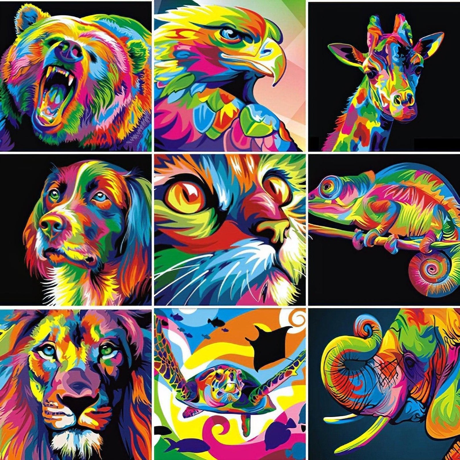 Diamond Paintings - Colored Animals