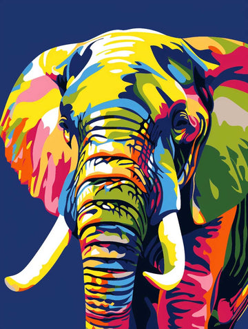 Paint by Numbers Kit - Colorful Elephant Digital Painting