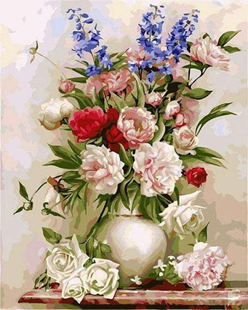 Paint by Numbers Kit - Colorful Flowers in a White Vase