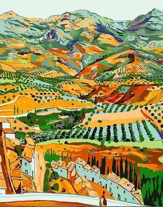 Paint by Numbers Kit - Countryside Landscape from the Hills