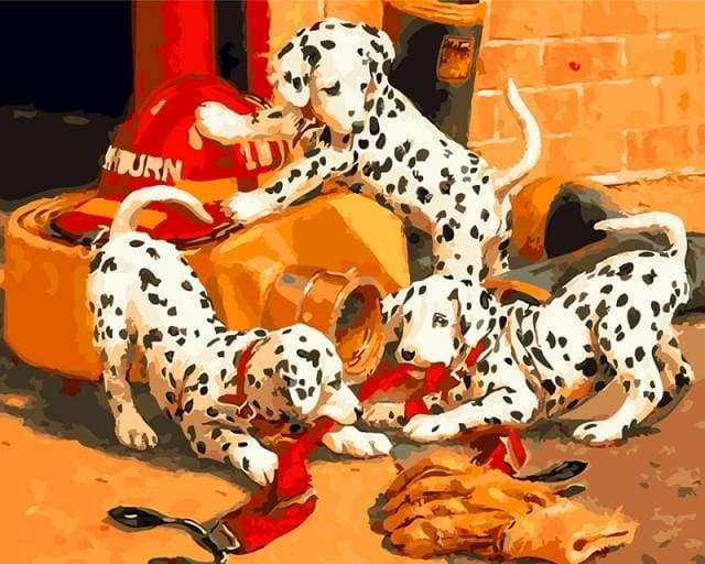 Paint by Numbers Kit - Dalmatians playing