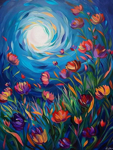 Paint by Numbers Kit - Dancing Flowers Under Moonlight
