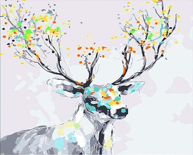 Paint by Numbers Kit - Deer with colored wood