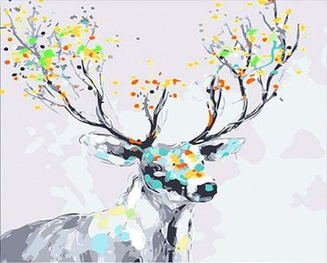 Paint by Numbers Kit - Deer with colored wood