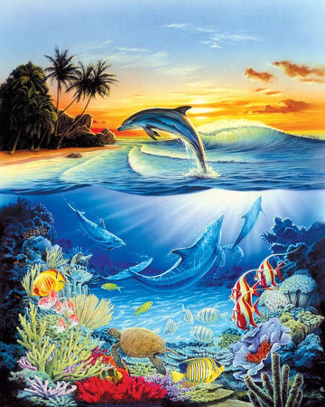 Paint by Numbers Kit - Dolphins in the lagoon