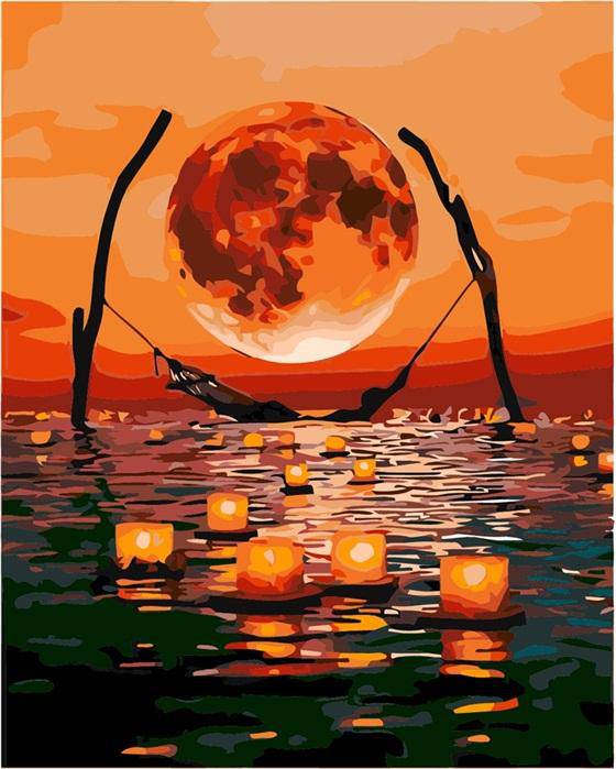 Paint by Numbers Kit - Evening Sea Beauty and Moon