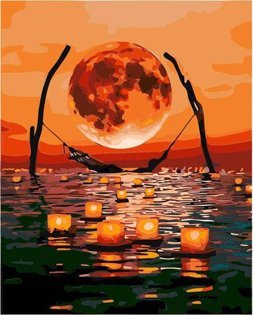 Paint by Numbers Kit - Evening Sea Beauty and Moon