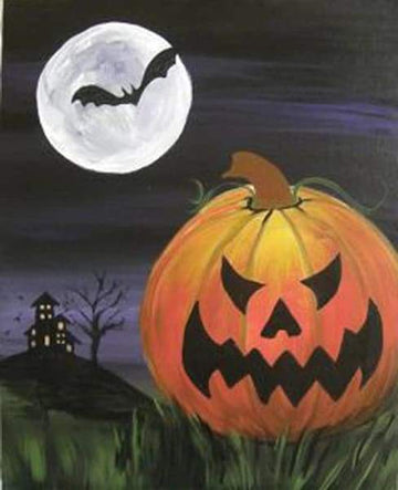 Paint by Numbers Kit - Evil Halloween pumpkin