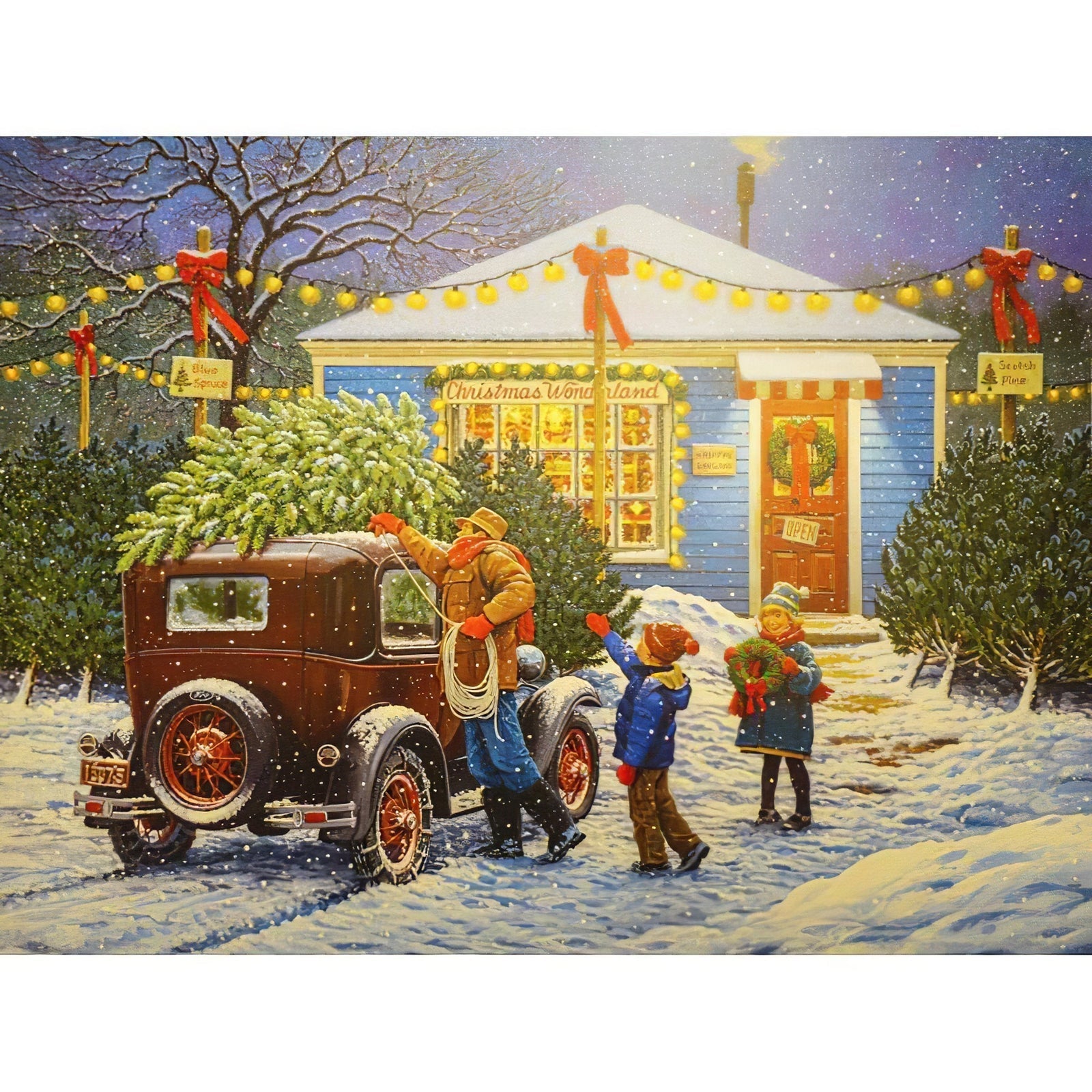 Diamond Paintings - Father Kids And Car