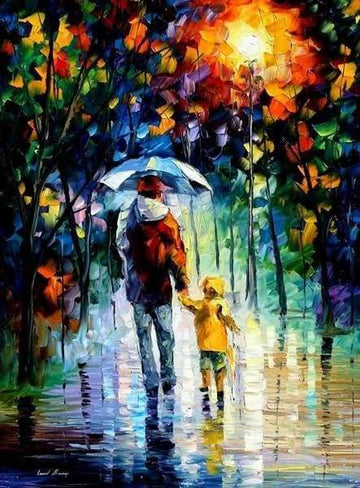 Paint by Numbers Kit - Father and Son in the Rain