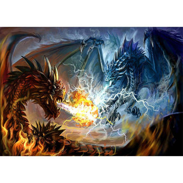 Diamond Paintings - Fire Dragon Vs Lightning Dragon