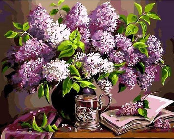 Paint by Numbers Kit - Flowers and book