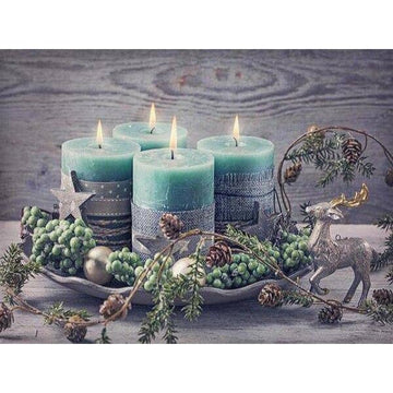 Diamond Paintings - Four Beautiful Christmas Candle