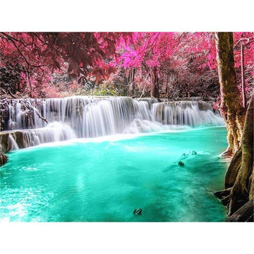 Diamond Paintings - Fresh Waterfall Under Rose Trees